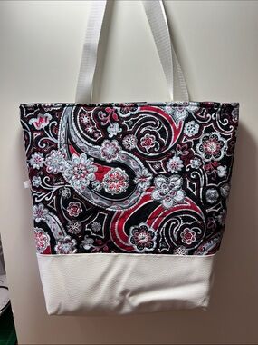 Stylish Black & Red Floral Tote Bag